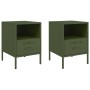 Mesitas de noche 2 unidades acero verde oliva 36x39x50,5 cm de , Mesitas de noche - Ref: Foro24-843063, Precio: 111,56 €, Des...
