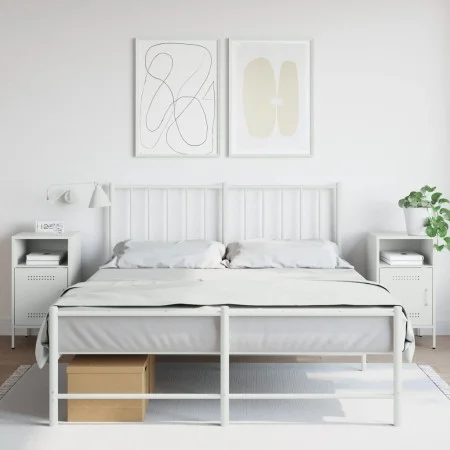 Mesitas de noche 2 unidades acero blanco 36x39x68 cm de , Mesitas de noche - Ref: Foro24-843077, Precio: 97,02 €, Descuento: %