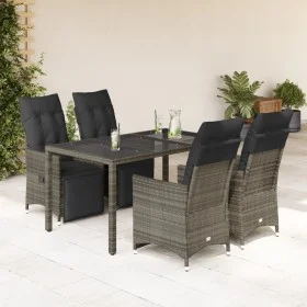 Mesita y sillas jardín 5 pzas y cojines ratán sintético gris von , Gartensets - Ref: Foro24-3276895, Preis: 677,54 €, Rabatt: %