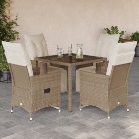 Mesita y sillas jardín 5 pzas y cojines ratán sintético beige de , Conjuntos de jardín - Ref: Foro24-3276938, Precio: 632,55 ...