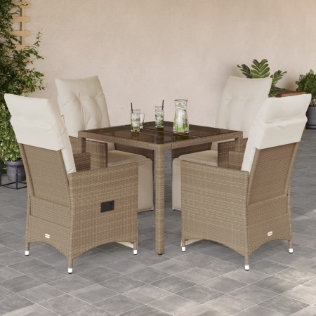 Mesita y sillas jardín 5 pzas y cojines ratán sintético beige de , Conjuntos de jardín - Ref: Foro24-3276938, Precio: 632,55 ...