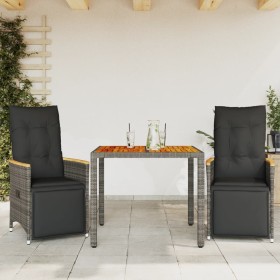 Mesita y sillas jardín 3 pzas y cojines ratán sintético gris de , Conjuntos de jardín - Ref: Foro24-3276967, Precio: 343,40 €...