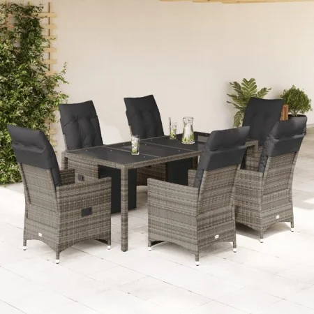 Mesita y sillas jardín 7 piezas y cojines ratán sintético gris de , Conjuntos de jardín - Ref: Foro24-3276897, Precio: 977,90...