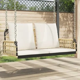 Silla columpio con cojines ratán sintético y acero 105x58x38 cm de , Bancos de jardín - Ref: Foro24-4009298, Precio: 141,36 €...