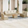Set de sofás de jardín 9 pzas con cojines ratán sintético beige en Conjuntos de jardín | Comprar online en Foru.es