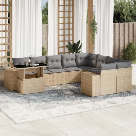 Juego de sofás jardín con cojines beige 10 pzas ratán sintético de , Conjuntos de jardín - Ref: Foro24-3269399, Precio: 646,7...