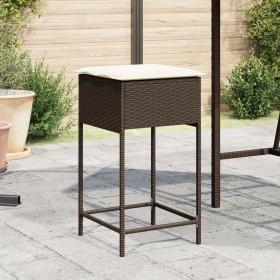 Taburetes de cocina con cojines 2 uds ratán sintético marrón de , Sillas de jardín - Ref: Foro24-368318, Precio: 114,50 €, De...
