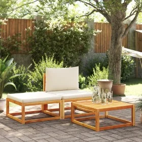 Set de sofás de jardín con cojines 3 pzas madera maciza acacia by , Outdoor sofas - Ref: Foro24-4008170, Price: 212,36 €, Dis...