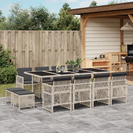 Set comedor jardín y cojines 13 pzas ratán sintético gris claro de , Conjuntos de jardín - Ref: Foro24-3210803, Precio: 723,4...