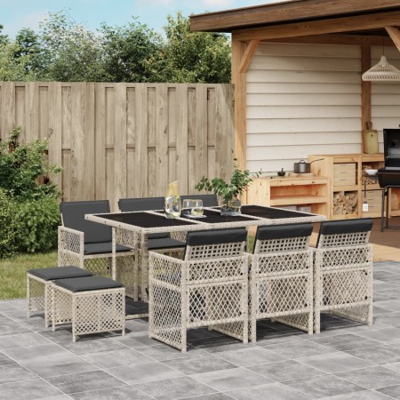 Set de comedor de jardín 11 pzas y cojines ratán sintético gris de , Conjuntos de jardín - Ref: Foro24-3210791, Precio: 527,7...