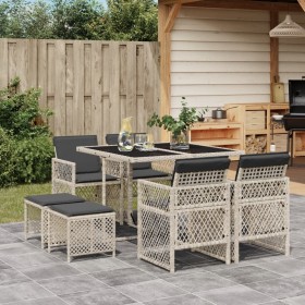 Set comedor de jardín 9 pzas cojines ratán sintético gris claro de , Conjuntos de jardín - Ref: Foro24-3210779, Precio: 388,1...