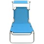 Tumbona plegable con toldo aluminio azul de vidaXL, Tumbonas - Ref: Foro24-310362, Precio: 69,28 €, Descuento: %