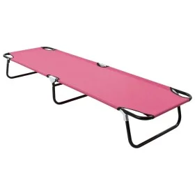 Tumbona plegable de acero rosa de vidaXL, Tumbonas - Ref: Foro24-310349, Precio: 74,26 €, Descuento: %
