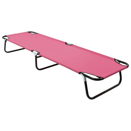 Tumbona plegable de acero rosa de vidaXL, Tumbonas - Ref: Foro24-310349, Precio: 75,60 €, Descuento: %