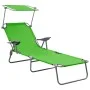 Tumbona con toldo de acero verde de vidaXL, Tumbonas - Ref: Foro24-310335, Precio: 82,16 €, Descuento: %