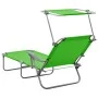 Tumbona con toldo de acero verde de vidaXL, Tumbonas - Ref: Foro24-310335, Precio: 82,16 €, Descuento: %
