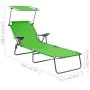 Tumbona con toldo de acero verde de vidaXL, Tumbonas - Ref: Foro24-310335, Precio: 82,16 €, Descuento: %