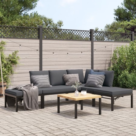 Set de sofás de jardín con cojines 5 piezas aluminio negro de , Conjuntos de jardín - Ref: Foro24-3283691, Precio: 631,03 €, ...