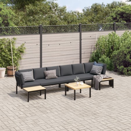 Set de sofás de jardín con cojines 5 piezas aluminio negro de , Conjuntos de jardín - Ref: Foro24-3283693, Precio: 755,52 €, ...