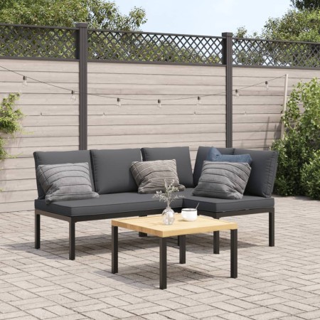Set de sofás de jardín con cojines 3 piezas aluminio negro de , Conjuntos de jardín - Ref: Foro24-3283685, Precio: 443,25 €, ...