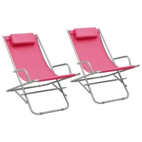 Sillas mecedoras 2 unidades acero rosa de vidaXL, Tumbonas - Ref: Foro24-310341, Precio: 98,46 €, Descuento: %