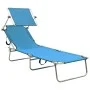 Tumbona plegable con toldo de acero azul turquesa de vidaXL, Tumbonas - Ref: Foro24-310326, Precio: 66,09 €, Descuento: %