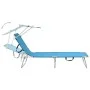 Tumbona plegable con toldo de acero azul turquesa de vidaXL, Tumbonas - Ref: Foro24-310326, Precio: 66,09 €, Descuento: %