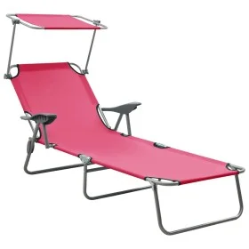 Tumbona de jardín con toldo acero rosa de vidaXL, Tumbonas - Ref: Foro24-310337, Precio: 96,06 €, Descuento: %