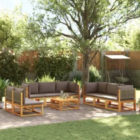 Set de sofás de jardín con cojines 9 pzas madera maciza acacia de , Conjuntos de jardín - Ref: Foro24-3278903, Precio: 970,24...