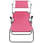 Tumbona de jardín con toldo acero rosa de vidaXL, Tumbonas - Ref: Foro24-310337, Precio: 95,94 €, Descuento: %
