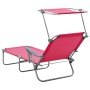 Tumbona de jardín con toldo acero rosa de vidaXL, Tumbonas - Ref: Foro24-310337, Precio: 95,94 €, Descuento: %