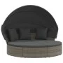Tumbona cama de jardín con capota y cojines ratán PE gris de , Camas para exteriores - Ref: Foro24-362256, Precio: 525,59 €, ...
