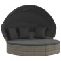 Tumbona cama de jardín con capota y cojines ratán PE gris de , Camas para exteriores - Ref: Foro24-362256, Precio: 599,13 €, ...