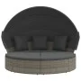 Tumbona cama de jardín con capota y cojines ratán PE gris de , Camas para exteriores - Ref: Foro24-362256, Precio: 525,59 €, ...