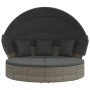 Tumbona cama de jardín con capota y cojines ratán PE gris de , Camas para exteriores - Ref: Foro24-362256, Precio: 599,13 €, ...