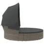 Tumbona cama de jardín con capota y cojines ratán PE gris de , Camas para exteriores - Ref: Foro24-362256, Precio: 525,59 €, ...