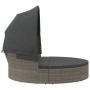 Tumbona cama de jardín con capota y cojines ratán PE gris de , Camas para exteriores - Ref: Foro24-362256, Precio: 599,13 €, ...