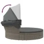 Tumbona cama de jardín con capota y cojines ratán PE gris de , Camas para exteriores - Ref: Foro24-362256, Precio: 525,59 €, ...
