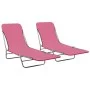 Tumbonas plegables 2 unidades acero y tela rosa de vidaXL, Tumbonas - Ref: Foro24-310345, Precio: 93,28 €, Descuento: %