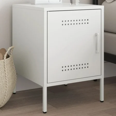 Mesita de noche de acero blanco 36x39x50,5 cm de , Mesitas de noche - Ref: Foro24-842920, Precio: 54,76 €, Descuento: %