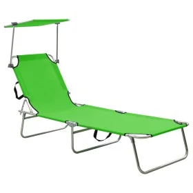 Tumbona plegable con toldo aluminio verde de vidaXL, Tumbonas - Ref: Foro24-310361, Precio: 70,01 €, Descuento: %