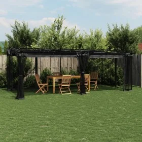 Cenador con paredes de malla acero gris antracita 6x3 m de , Carpas y cenadores - Ref: Foro24-4003915, Precio: 513,73 €, Desc...