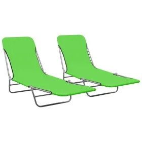 Tumbonas plegables 2 unidades acero y tela verde de vidaXL, Tumbonas - Ref: Foro24-310343, Precio: 87,39 €, Descuento: %