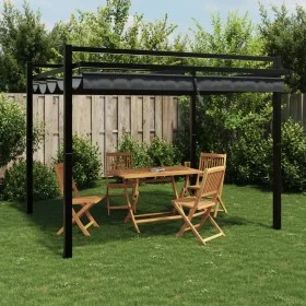 Cenador de jardín con techo retráctil aluminio antracita 3x3 m de , Carpas y cenadores - Ref: Foro24-4003969, Precio: 475,88 ...
