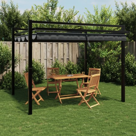 Cenador de jardín con techo retráctil aluminio antracita 3x3 m de , Carpas y cenadores - Ref: Foro24-4003969, Precio: 466,89 ...