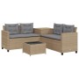 Sofá de jardín en forma de L con mesa y cojines ratán PE beige de , Conjuntos de jardín - Ref: Foro24-369030, Precio: 317,25 ...