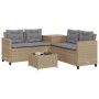 Sofá de jardín en forma de L con mesa y cojines ratán PE beige de , Conjuntos de jardín - Ref: Foro24-369030, Precio: 317,25 ...