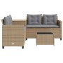 Sofá de jardín en forma de L con mesa y cojines ratán PE beige de , Conjuntos de jardín - Ref: Foro24-369030, Precio: 317,25 ...