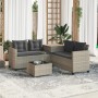 Sofá jardín forma de L con mesa y cojines ratán PE gris claro de , Conjuntos de jardín - Ref: Foro24-369032, Precio: 289,48 €...