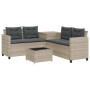 Sofá jardín forma de L con mesa y cojines ratán PE gris claro de , Conjuntos de jardín - Ref: Foro24-369032, Precio: 289,48 €...